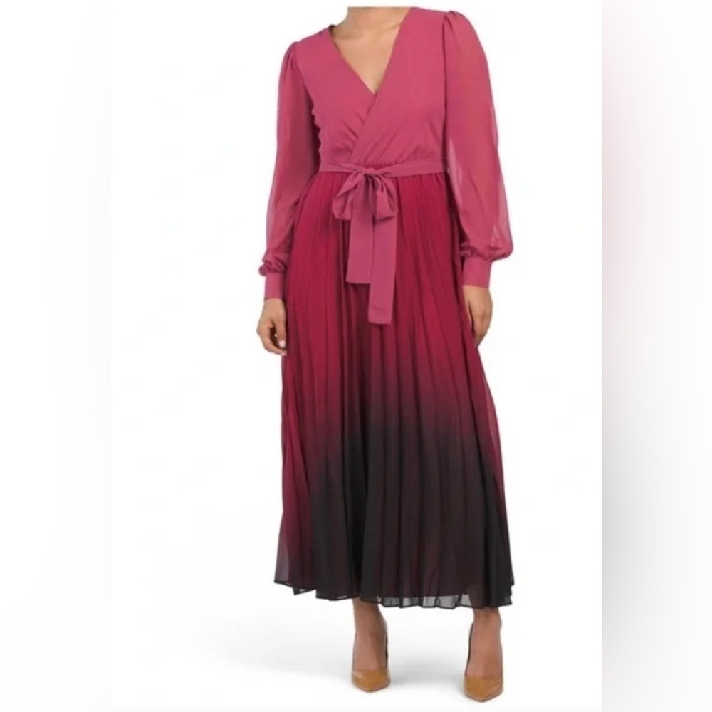 Nwt Rachel Rachel Roy Size 2 Fahari Pleated Ombre Maxi Dress- No belt